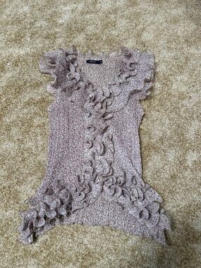 verty Ruffled Knit Camisole in Light Lavender Pink